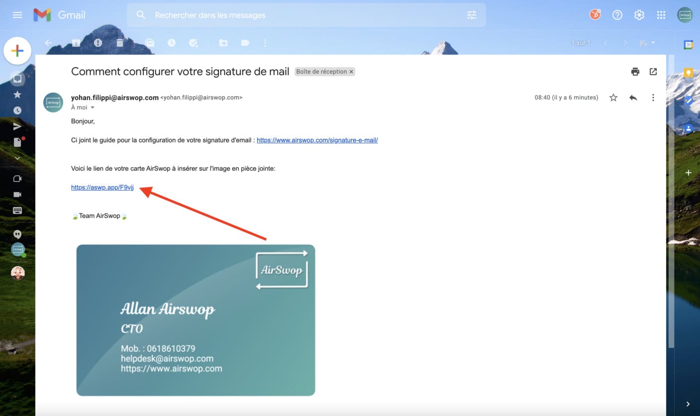 copy the link of your AirSwop Card