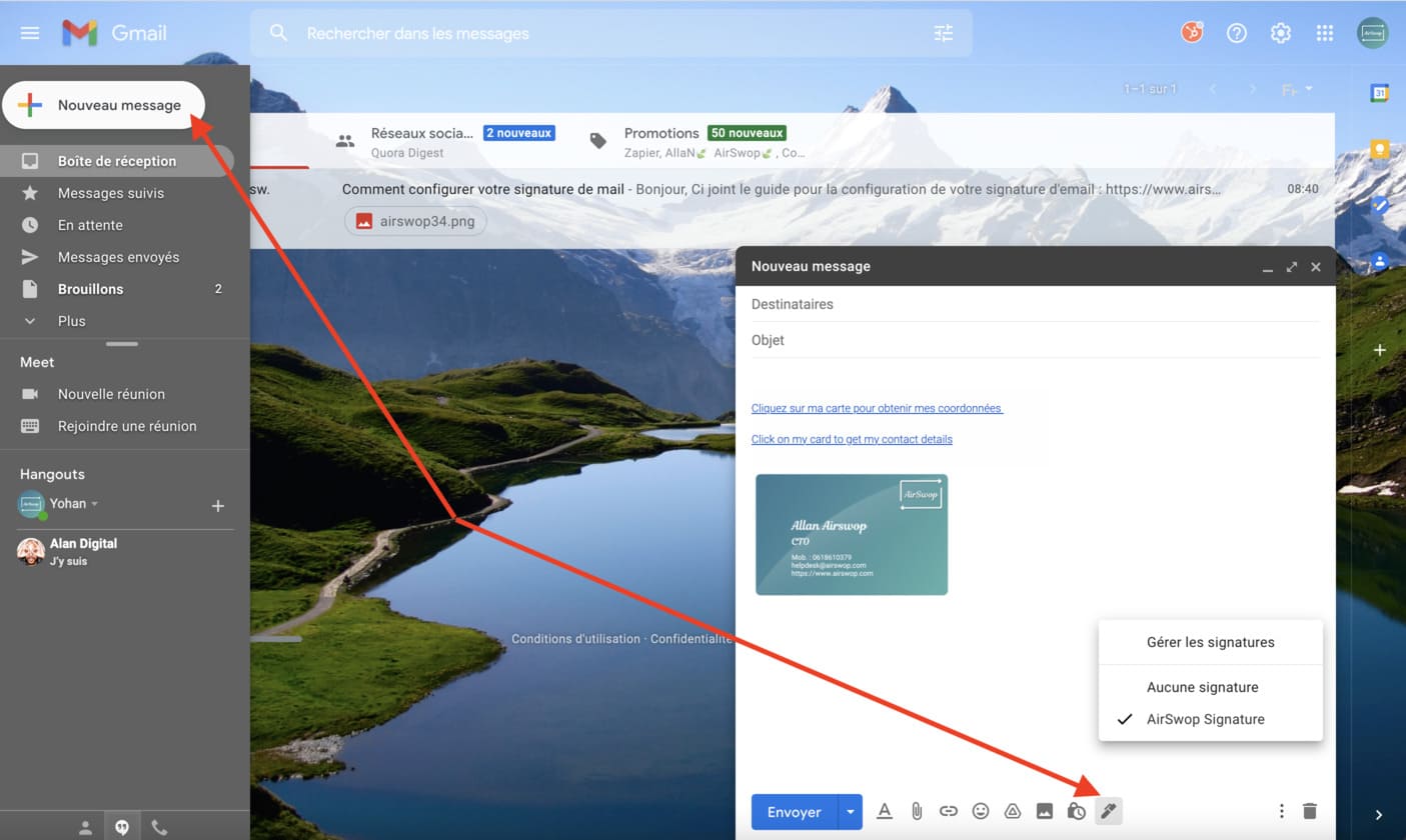 try your signature with a new email