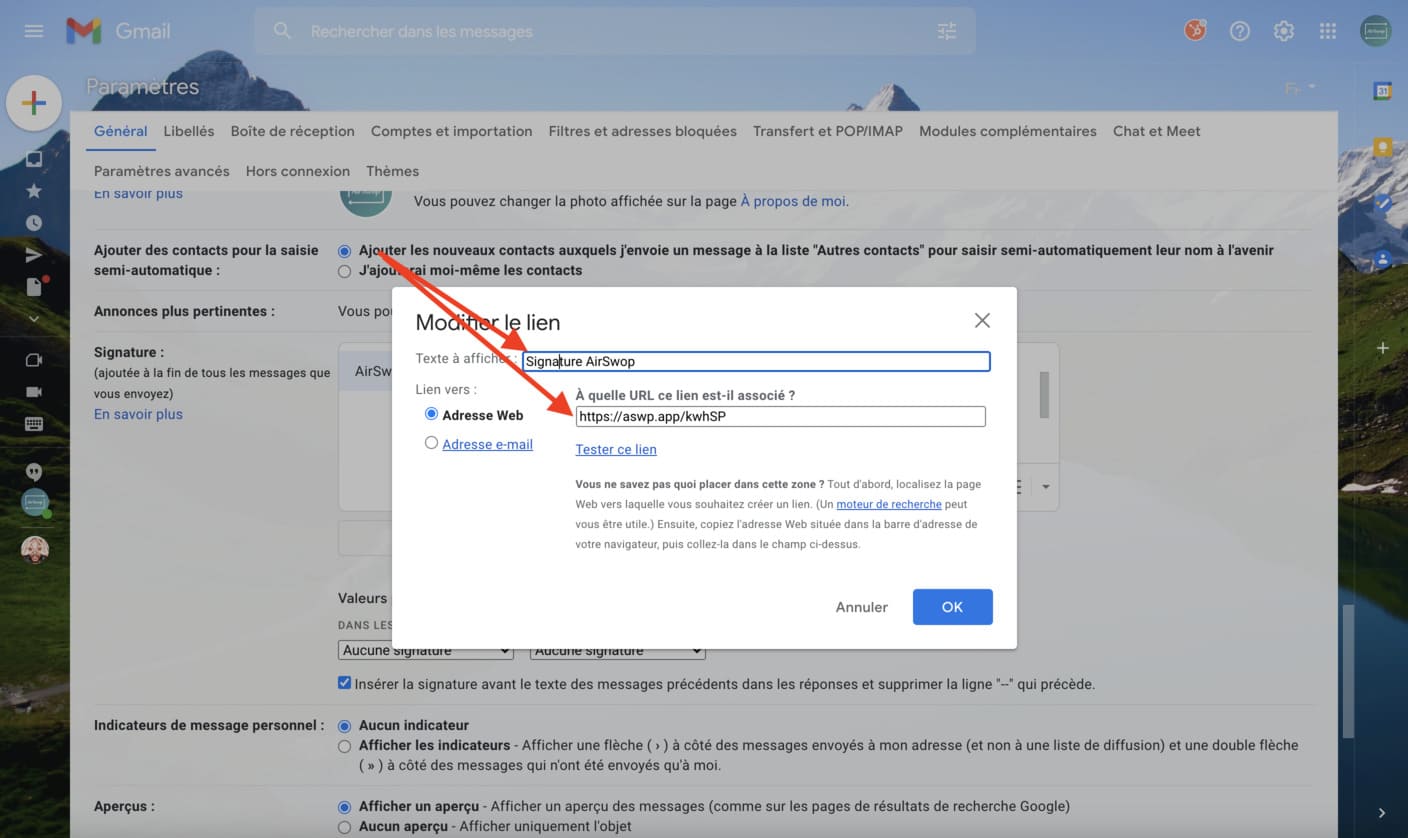 Paste your AirSwop card Link
