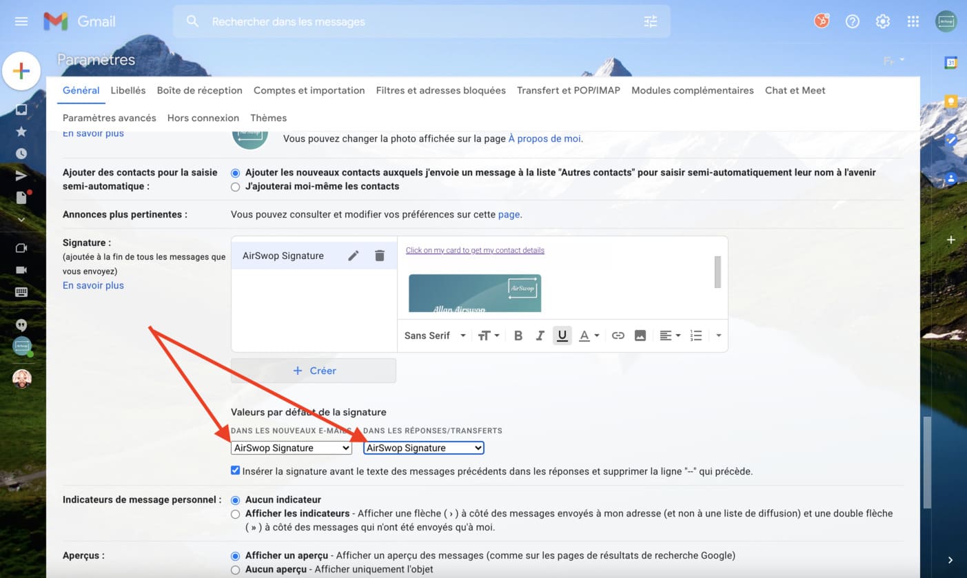 set your signature as default