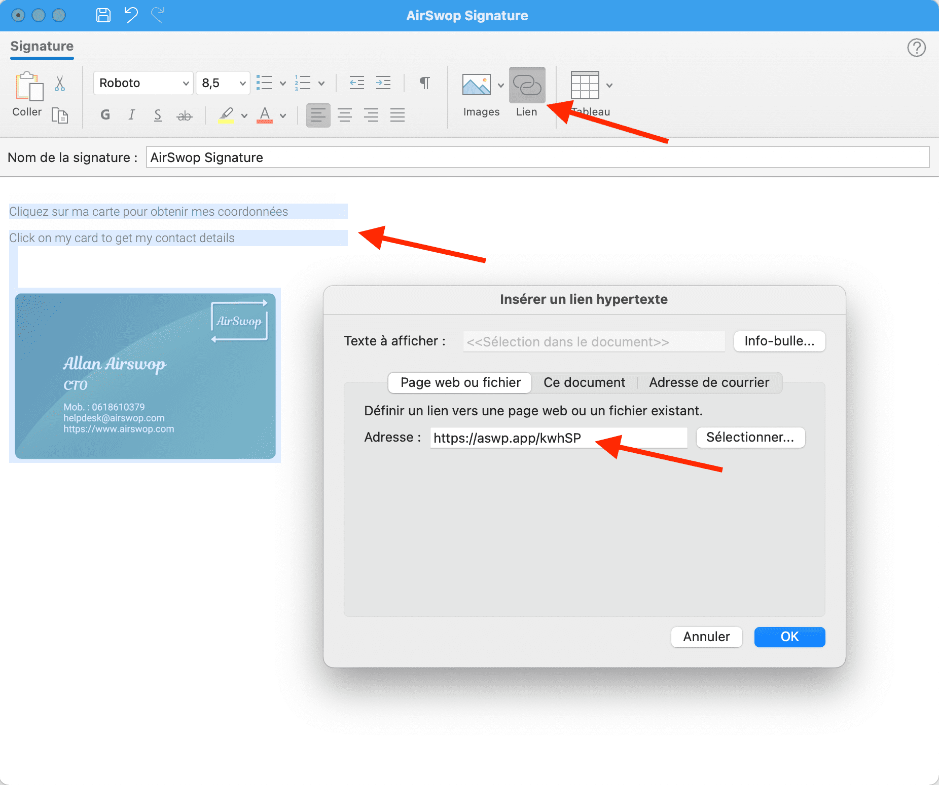 select and link image and text